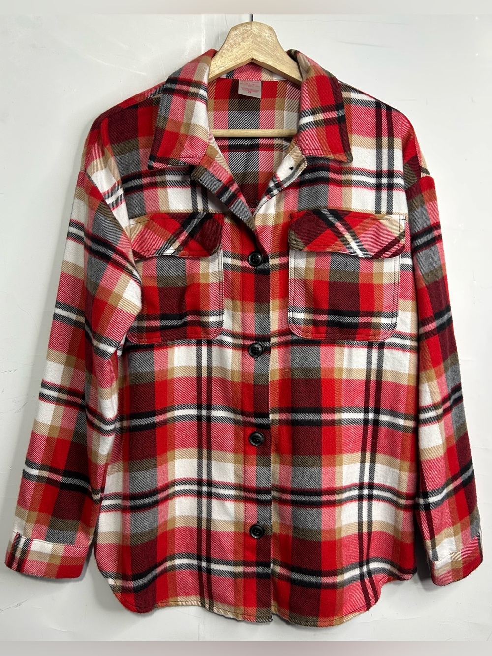 5 for $25🔥NOBO Soft Flannel Red Plaid Button Front Shirt Juniors Large (11-13)